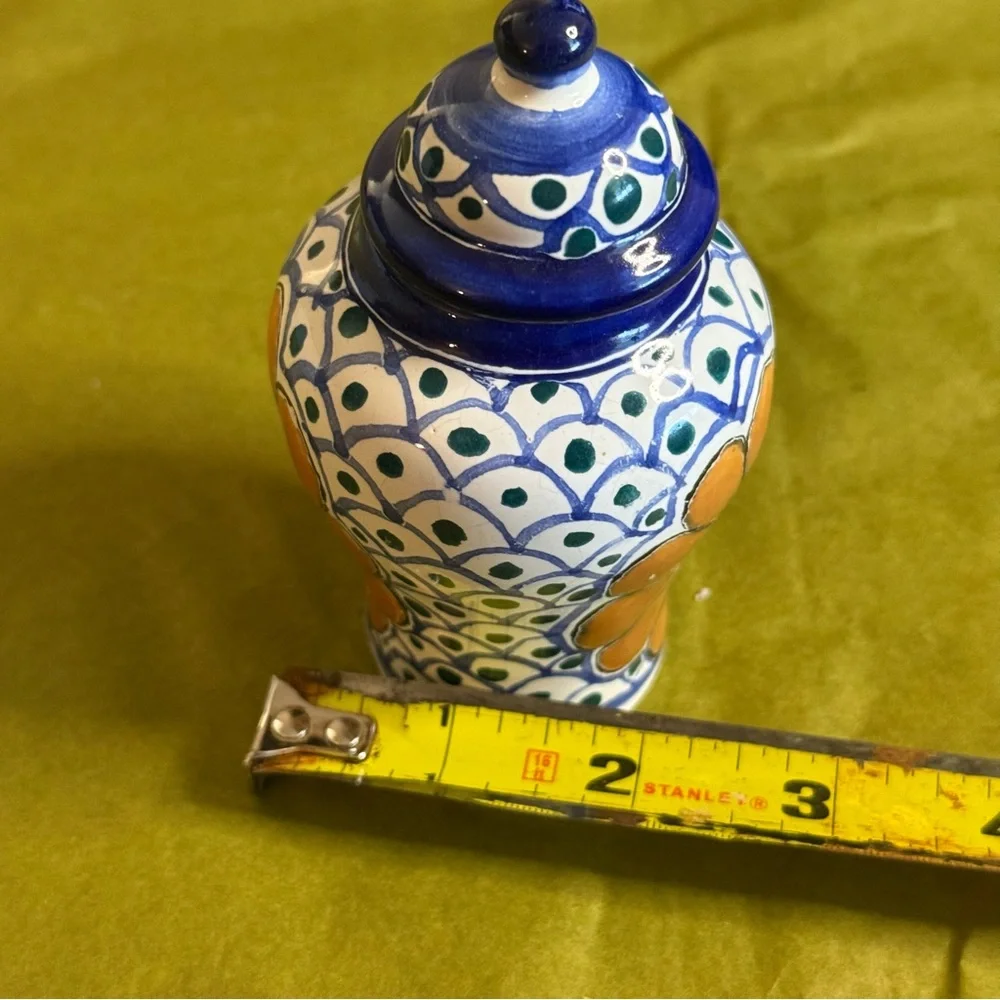 Talavera Hand-Painted Floral mini Ceramic Jar